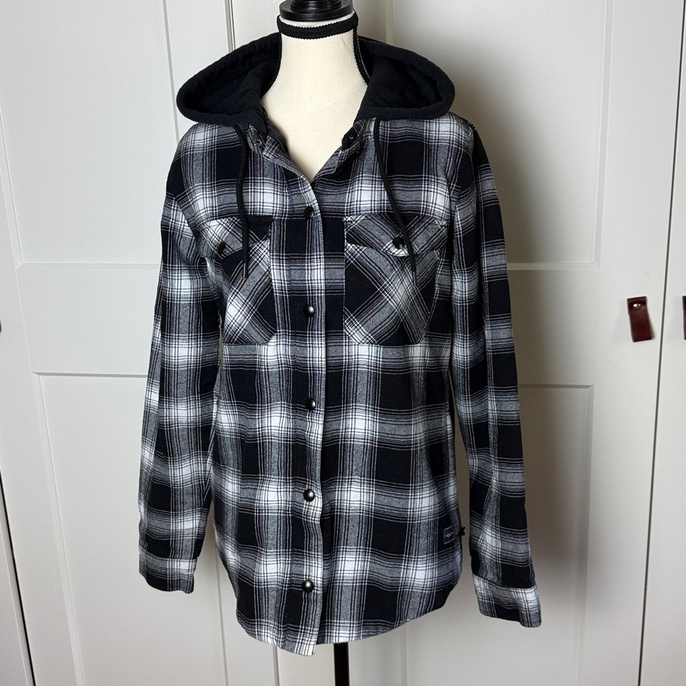 Volcom Men's Insulated‎ Flannel Hooded Jacket small shirt jacket button down